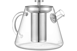 SILBERTHAL Teiera con infusore 1,5 Litri - Vetro borosilicato e acciaio inox - Infusiera per tisane - con filtro