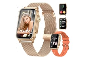DXHBC Reloj Inteligente Mujer, Fitness, Smartwatch Llamadas, Spo2/Sueño, 24 h, Monitor de Rata Cardíaca, 130+ Deporte, Impermeable IP68 Deportes Relojes(Naranja)