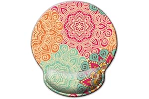 Jahosin Alfombrilla de ratón con Soporte para muñeca,reposamuñecas ergonómicas de Color Negro,cómoda Almohadilla de Espuma viscoelástica Antideslizante para computadora y oficina-25x23 Mandala