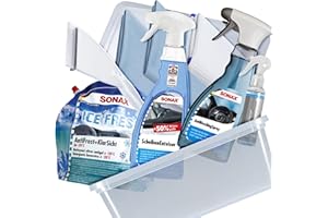 RED WASH Auto Winter Set Box - 8 teilig - SONAX: Scheiben Enteiser 750ml, AntiBeschlag Spray 500ml, Antifrost Scheibenwischwasser 3L - Koch Chemie Speedglass Glasreiniger 140ml + Eiskratzer + 3x Mikrofasertuch