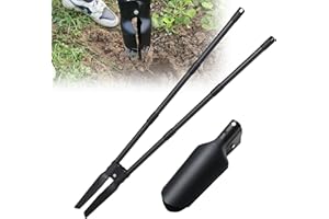 OLLIDOT Post Hole Digger Tool, Post Hole Digger with 139 cm Long Handle, Heavy Duty Manual Post Hole Digging Tool Garden Shovel,Dual Sharp Blades for Soil Plugging, Digging, Cultivating, Weeding, Black