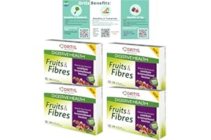 Constipation Relief Supplements Bundle Includes 4 Packs of Ortis Fruits and Fibres Cubes (24 Cubes per Pack) with Go2 Health Ortis Benefits Card