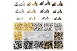 TAKFREE 180 Sets Rivets for Leather, 3 Sizes Leather Rivets Kit Metal Double Cap Tubular Studs Rivet with Fixing Tool Kit for Bag Making