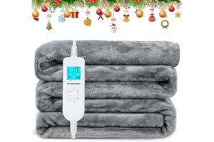 JERVAMNI Coperta Elettrica Termica, 180 x 130 cm Coperta Elettrica Riscaldata per Casa/Ufficio- Spesso e Caldo, Lavabile, 10 Ore Timer, Basso Consumo, Spegnimento Automatico, Protezione da Surriscaldamento