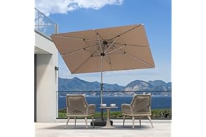 PURPLE LEAF Parapluie Inclinable 1,8 x 2,7 m Rectangulaire, Châssis Aluminium Champagne, UPF 50+, Jardin Extérieur