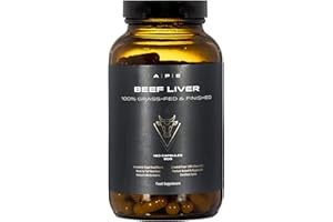 A | P | E APE Nutrition Beef Liver Capsules Grass Fed - Desiccated Organs, Ancestral Supplement UK, Nose to Tail, 100% Grass Fed & Finished, No Antibiotics Hormones or GMOs, 180 500mg Capsules