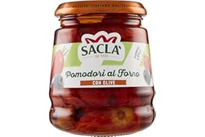 SACLA Saclà, Pomodori al Forno con Olive, Ideali per Aperitivo o per Arricchire i Tuoi Piatti, Vaso Vetro, 285g, Confezione da 12 Pezzi