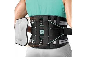Rakiie Cintura di supporto per la schiena, comoda fascia per la schiena per uomo e donna con imbottitura lombare rimovibile per la parte inferiore della schiena (Blu, L)