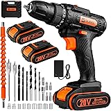 OUBEL Akkuschrauber 20 V, Akku Bohrschrauber mit 2 x 2000 mAh Lithiumbatterie, 42 Nm, 2-Gang-Schraubendreher mit 25 Stück Zub