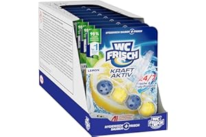 ‎WC-FRISCH WC Frisch Kraft Aktiv Duftspüler Lemon (10er Pack), WC Reiniger sorgt für Reinigung bei jeder Spülung, Duftsteine für langanhaltend frischen WC Duft