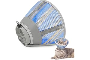Supet Soft Cat Cone Collar, Air Mesh Pet Recovery Cone After Surgery to Stop Licking, Adjustable Elizabethan Collar Alternative for Small Kitten (L)