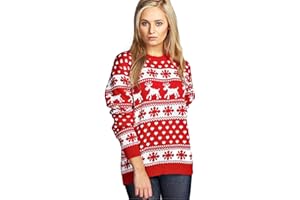Red Olives® Kids Merry Xmas Knitted Jumpers Girls Swinging Elf Bambi Baby Reindeer Christmas Jumper Top 5/6 Years, 7/8 Years, 9/10 Years, 11/12 Years, 13 Years