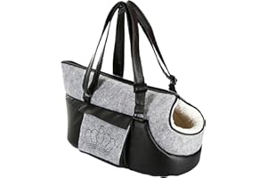 Kerbl Pet Tragetasche Chiara, Hundetasche, Transporttasche, hellgrau, schwarz, 40x20x21cm, Polyester, Hunde, Katzen, mit Innenfutter, Innenkissen
