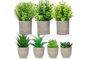 SACBRZZ 7 Pcs Planta Artificial PequeñA, Realistas Plantas Artificiales Decorativas, Tequila Carnoso Mini Plantas Decorativas, Planta Artificial Decoracion Hogar para Casa Oficina Mesa Baño