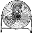 CUQOO High Velocity Chrome Metal Floor Fan with 3 Speed Settings - Portable Cooling Fan with Adjustable Head for Indoor and Outdoor - Heavy Duty Floor Fan for Home, Gym, Office, Garage (12 Inch)