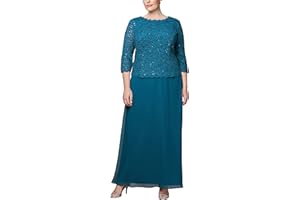 Alex Evenings Sukienka na specjalną okazję damski Plus Size Long Tea-Length Lace Mock Dress