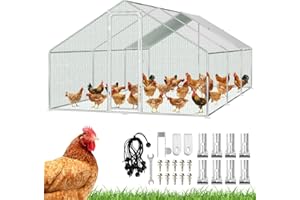 Herrselsam Pollaio Ovaiole per Esterni, 3x6x2m Pollaio per Esterni con Telaio Zincato, Recinto con Copertura in Tessuto Impermeabile, Serratura, per Polli, Anatre e Conigli