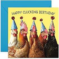 Edition Seidel Biglietto Auguri Compleanno Quadrato Con Busta - Formato 14,5 Cm, Design Gallina E Torta Per Uomo, Donna E Bambini - 4