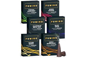 Backflow Rökelsekoner Fumino Fresh Multipack Essentials Bundle 6 askar 90 st – Masala Agarbatti joss-doft för avslappning och