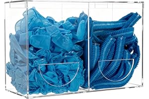 SEANADO Clear Acrylic Glove Dispenser – Wall Mounted or Freestanding PPE Organiser with Lid, Dual Compartment Hygiene Station for Disposable Gloves, Hairnets, Shoe Covers, and Plastic Bags