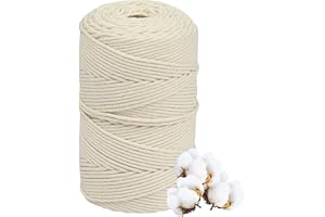 AXXHOTHO 3mm x 300m DIY Makramee Garn Baumwollgarn Makramee, Textilgarn Zum Häkeln für körbe, Makramee Blumenampel für Handwerk Basteln Dekoration