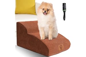 Zvonema Escalera para Perros y Gatos-Escalera Perro 2 Escalones，Rampa para Perros de Esponja para Sofá Cama，Superficie Antideslizante, Lavable，Enviar 1 Rodillo de Pelusa