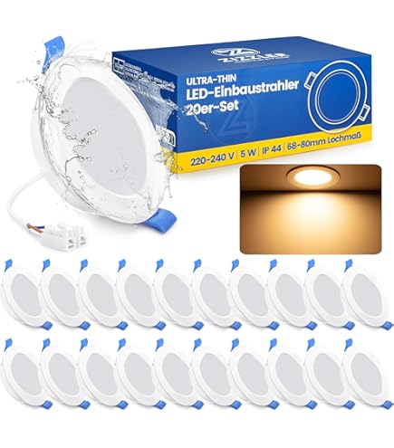 HOFTRONIC Navarra - Complete Set 12x 3W Mini LED Inbouwspots Opbouwspots 12v Ip44 Waterdicht Voor Veranda Carport Kapschuur Badkamer Dimbaar Incl Rf Afstandsbediening