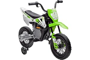 AIYAPLAY Elektro Kindermotorrad Elektromotorrad mit Musik, Kinder 2,4-5 km/h Elektro Motorrad mit 2 Stützrädern für Kinder von 3-6 Jahren Grün
