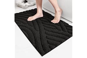 COLOR&GEOMETRY Color G Tapis de Bain Antidérapant 40x60cm, Tapis Salle de Bain Absorbant, Tapis de Douche Moelleux en Microfibre, Lavable en Machine, Tapis de Sol, Tapis de Bain (Noir)
