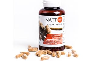 KAXILU Natto BIO (getrocknet in Kapseln) 120 vegane Kapseln - Vitamin K2mk7, Nattokinase, Soja - Isoflavone, Probiotische Bakterien