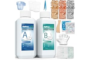 SigWong Epoxy Resin Clear Crystal Coating Kit 541g/520ml - 2 Part Casting Resin for Art, Craft, Jewelry Making, River Tables, Bonu Gloves, Measuring Cup, Wooden Sticks