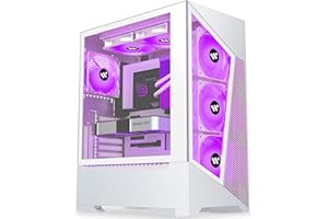 KEDIERS Case PC - 6 ventole PWM preinstallate, custodia da gioco ATX Mid Tower Case per computer a rete con aperture laterali in vetro temperato, G300, nero (Nero, G300)