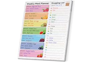 Zoe Deco Planificador semanal de comidas (fruta, 22 x 28 cm), bloc de notas magnético para frigorífico, 52 hojas fáciles de arrancar para listas de la compra