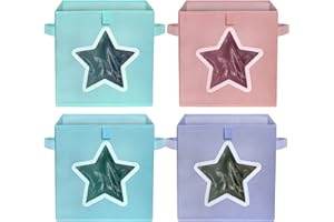 VERONLY Kallax Einsatz Box Aufbewahrungsbox Stoff, Regal Faltbox Korb Kisten 30X30X30cm,Boxen Aufbewahrung mit Griffen,für regal, Würfelregal,Spielzeug,Kleidung,4er-Set (4 Farben)