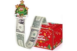 WERNNSAI Christmas Money Box for Cash Gift - Surprise Christmas Tree Gift Box Money Pull Out Card and 50 Pcs Transparent Bags Money Surprise Boxes Fun Way to Give Cash as A Gift