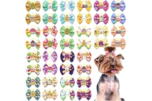 CCUUHJ 20Pcs/10 Pairs Easter Yorkie Dog Puppy Hair Bows with Rubber Bands Hair Accessories Bow Pet Grooming Cute Pet Small Hair Bowknot (Yellow)