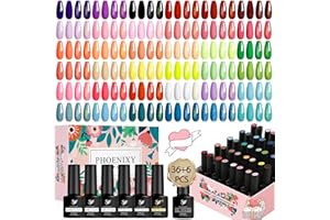 Phoenixy Pintauñas Semipermanentes, 36 Colores Esmalte Semipermanente con Base Top Coat Brillante Mate Glitter Dorada, Regalos de Esmaltes Semipermanentes para Uñas para Mujeres DIY en Casa