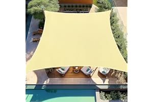 Falflor 2x3m Sun Shade Sail Rectangle Waterproof Shade Sail Durable Awning for Patio UV Block Outdoor Garden Canopy for Party Backyard Lawn(Beige)