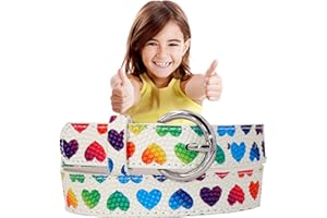 EANAGO Ceinture >ARC-EN-CIEL< pour enfants - ceinture colorée avec des cœurs aux couleurs vives - ceinture moderne pour filles d'environ 3 à 12 ans