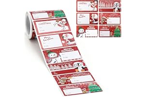 LUCHILD Etiquette Autocollantes Noël 250 pièces, Autocollants de Noël, Autocollants d'étiquettes de cadeau de Noël pour la fabrication de cartes de vacances de cadeau de Noël, 6 modèles