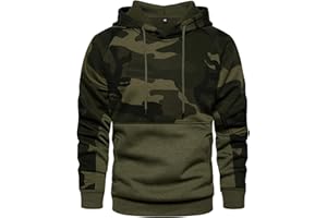 AOTORR Mens Hoodies Pullover Camo Hooded Sweatshirt Patchwork Top Long Sleeve Hoody Casual Tops with Pockets