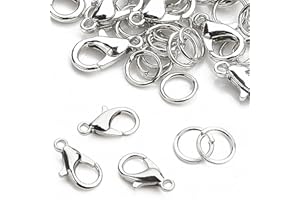 NENULL Verschlüsse für Armbänder 420 Stück Kettenverschluss Silber Armband Verschlüsse Schmuck Verschlüsse für Perlenarmbänder mit 12mm Ketten Verschlüsse,5mm Biegeringe für DIY Schmuckherstellung