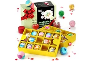 Bath Bombs 28pc Gift Set, Lagunamoon Handmade Bath Bombs, Bubble Bar for Bubble Baths, Highly Concentrated with Essential Oils, Fizzy Spa Kit - Best Birthday Valentines Gifts for Women, Men, Kids