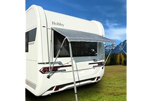 your GEAR Padua - Fenstermarkise für Wohnwagen | Größen: 140/160/180/200 x 70 cm | 7 mm Keder | UV 80+ Sonnenschutz, Camping-Markise (Grau, 140 X 70 cm)