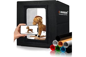 DUCLUS Light Box Fotografico 30x30 cm, Set Studio Fotografico Portatile con 112 LED Luci Regolabili, 8 Sfondi Lisci per Fotografare Prodotti Gioielli/Cosmetici/Alimentari