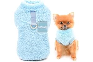 SMALLLEE_LUCKY_STORE Pet Sherpa polarowe swetry kamizelka golf sweter z pierścieniem D miękka bluza dla małych psów kot szczeniak chłopiec dziewczyna yorkie chihuahua ciepłe jesienne zimowe ubrania, niebieskie, XXL