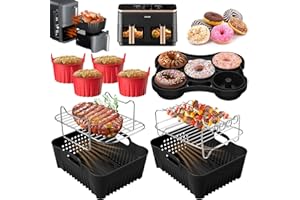 ‎PUOSIKE Heißluftfritteuse Zubehör, Airfryer Zubehör für COSORI 2 Kammern 8,5L, Ninja SL400EU AF400EU AF451EU 9,5L, Tower 9L Airfryer Silikonform Pot, Wiederverwendbar Air Fryer Accessories