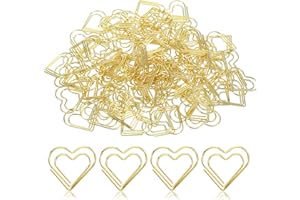 Tyqour 100 sztuk spinaczy biurowych w kształcie serca, złote, 2,5 x 2,2 cm, motyw miłości, małe spinacze biurowe, zestaw klipsów do biura, szkoły, klasy, pocztówek, akt