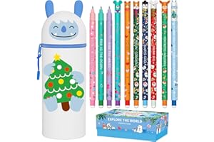 ZAPPELSTIFT Trousse 2-in-1-Silicone - Noël stylos à encre gel effaçables, Kawaii, Fermeture Eclair en Silicone, Pochette de Stylo, stylo 0,7 mm (Yeti + 10 stylos effaçables)