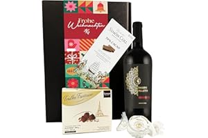 ‎FABELHAFTE GESCHENKE Geschenkset Rotwein mit Schokoladentrüffeln & dunkler Schokolade | Wein Geschenk für Genießer | Präsentkorb für Männer & Frauen | Geburtstag, Weihnachten, Jubiläum | mit Weihnachtsgruß-Banderole